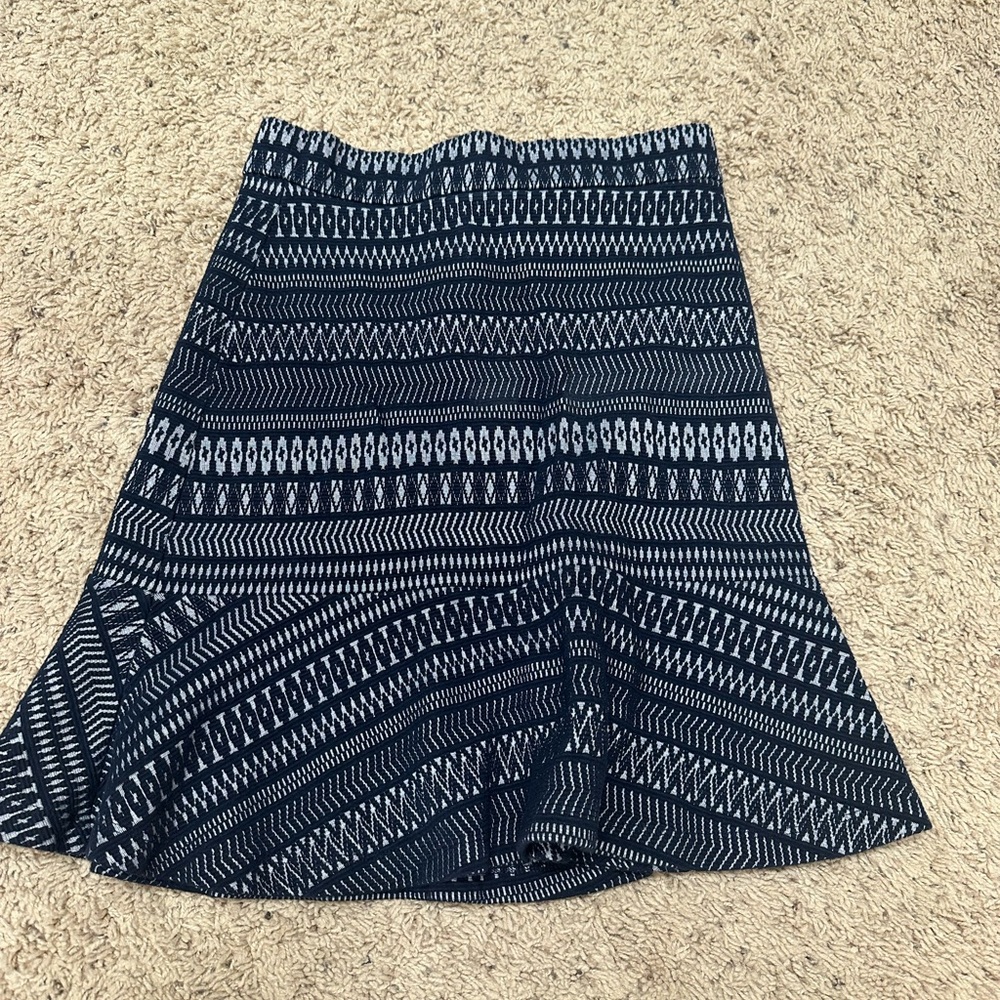 Banana Republic Geometric Blue and White A-Line Skirt